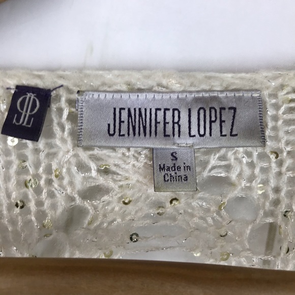 Jennifer Lopez Beige Sequin Pullover Sweater S - Picture 5 of 6